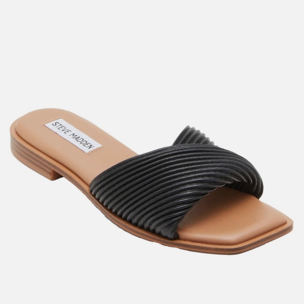 Steve Madden Women's Size 10 Limitt Textured Slide Dandle, Black, NEW Quick Ship - Picture 6 of 9